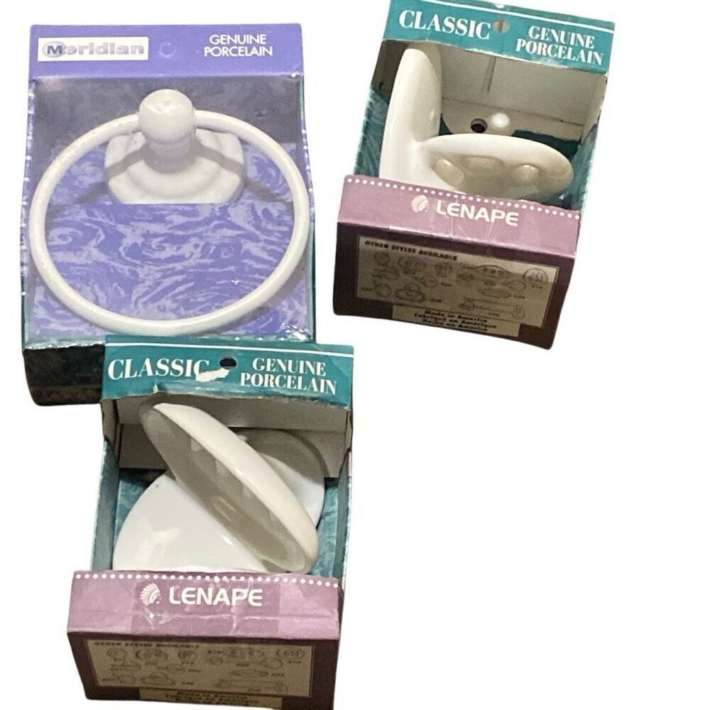 Vintage 3 Piece Lenape Classic Porcelain Bathroom Accessories Soap Dish Toothbru